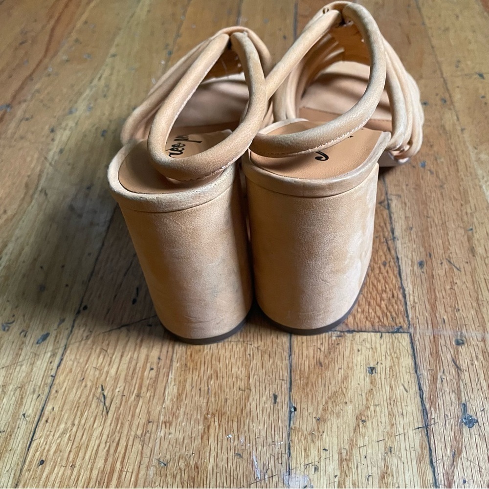 Free People Hot Orange Leather Block Heel Strappy Sandals Size 10 - Picture 3 of 5